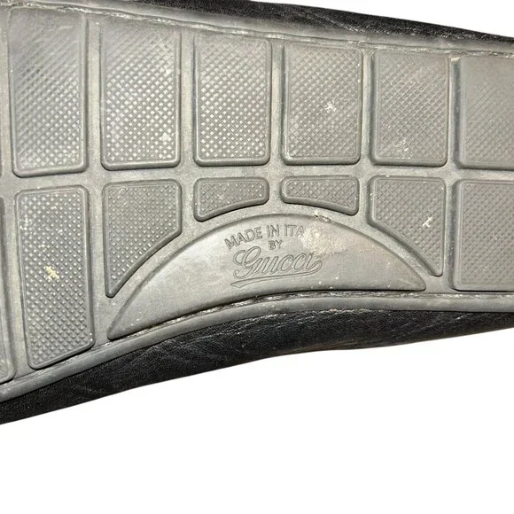gucci black GG logo imprint leather loafer driving shoes 40 - Picture 8 of 10